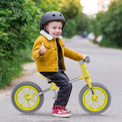 12 Inch Balance Bike with Adjustable Seat and Rotatable Handlebar - Green