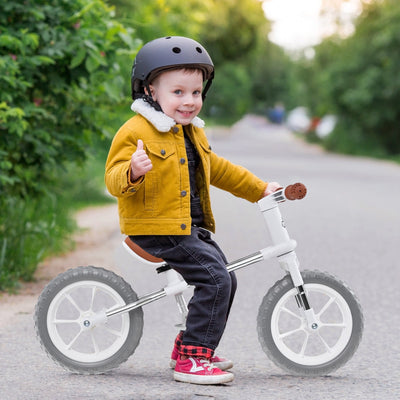 12 Inch Balance Bike with Adjustable Seat and Rotatable Handlebar - White