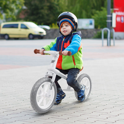 12 Inch Balance Bike with Adjustable Seat and Rotatable Handlebar - White