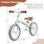 Vélo d'équilibre de 30 cm avec siège réglable et guidon rotatif - Blanc