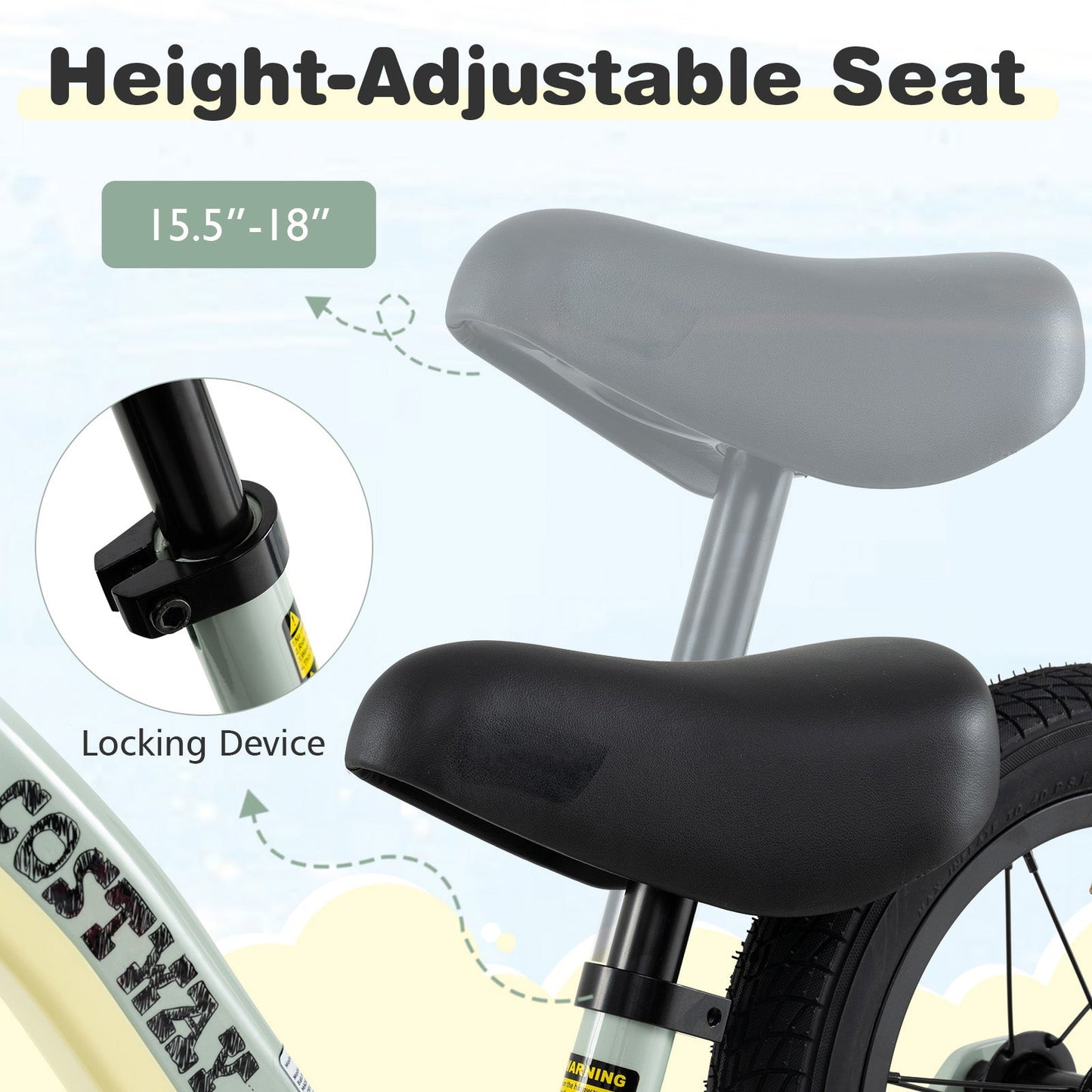 Vélo d'équilibre de 12 pouces avec siège réglable - Vert