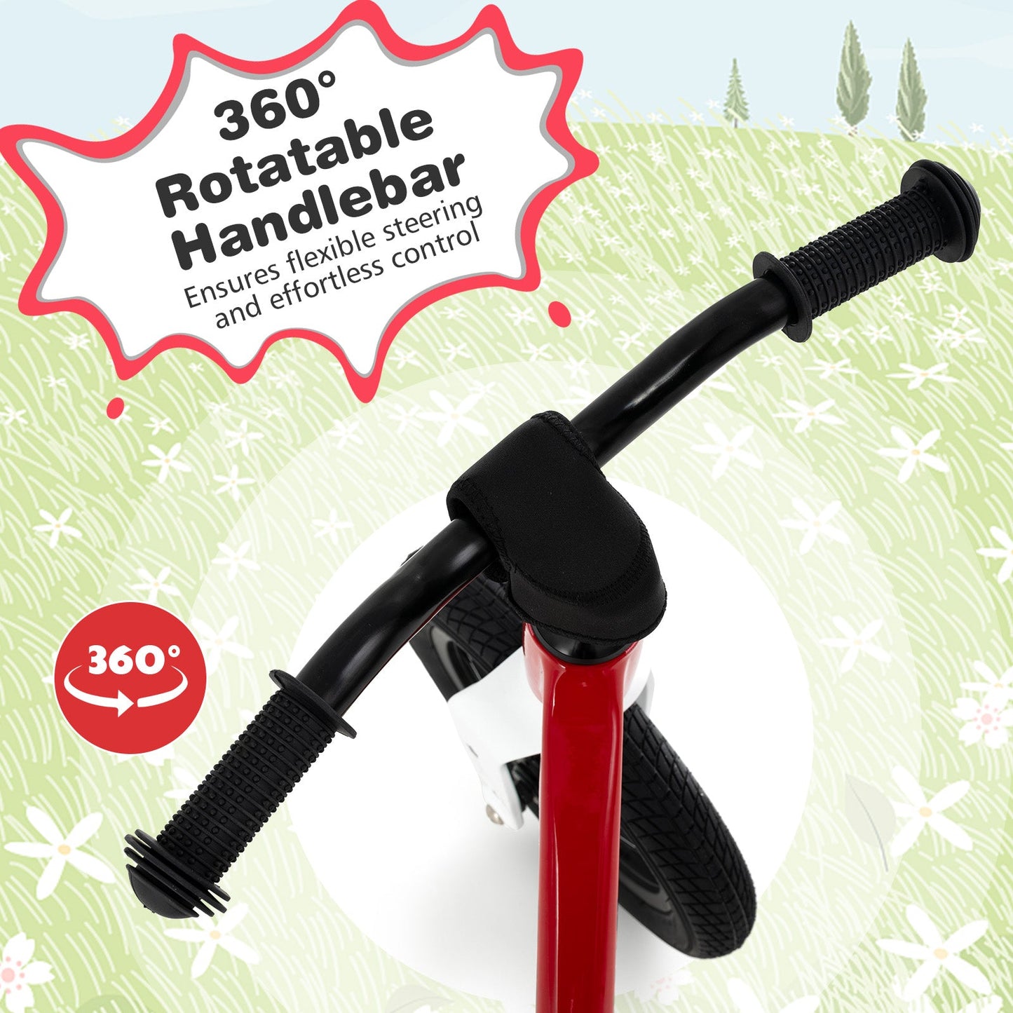 Vélo d'équilibre 12 pouces avec siège réglable - Rouge