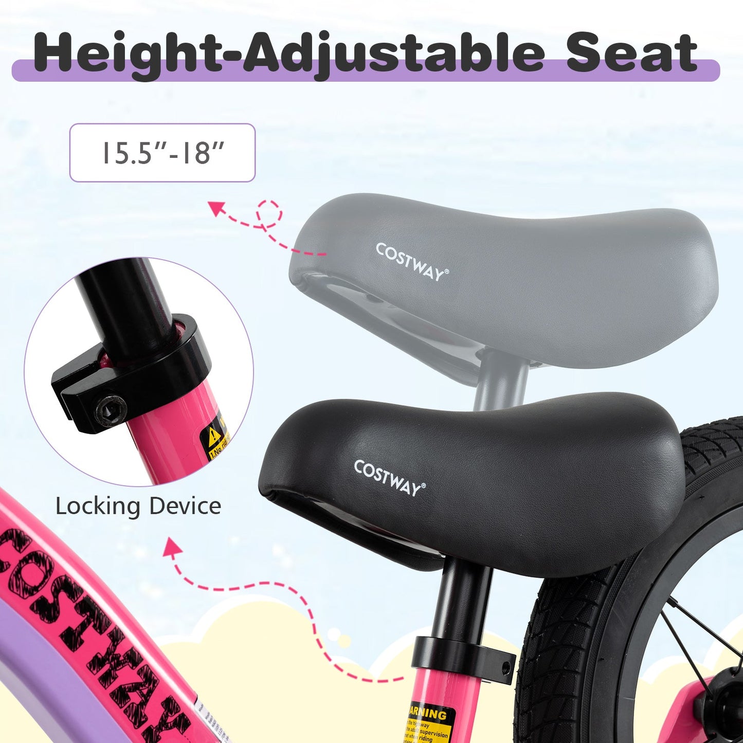 12-Inch Balance Bike with Adjustable Seat - Pink