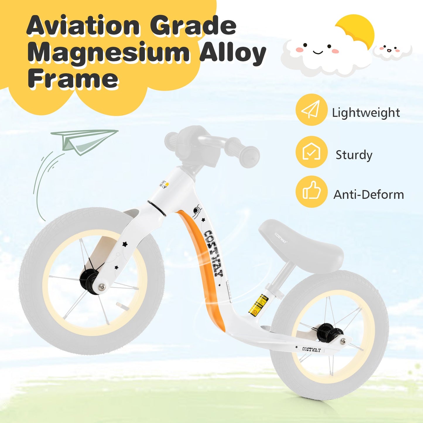 12-Inch Balance Bike with Adjustable Features for Kids