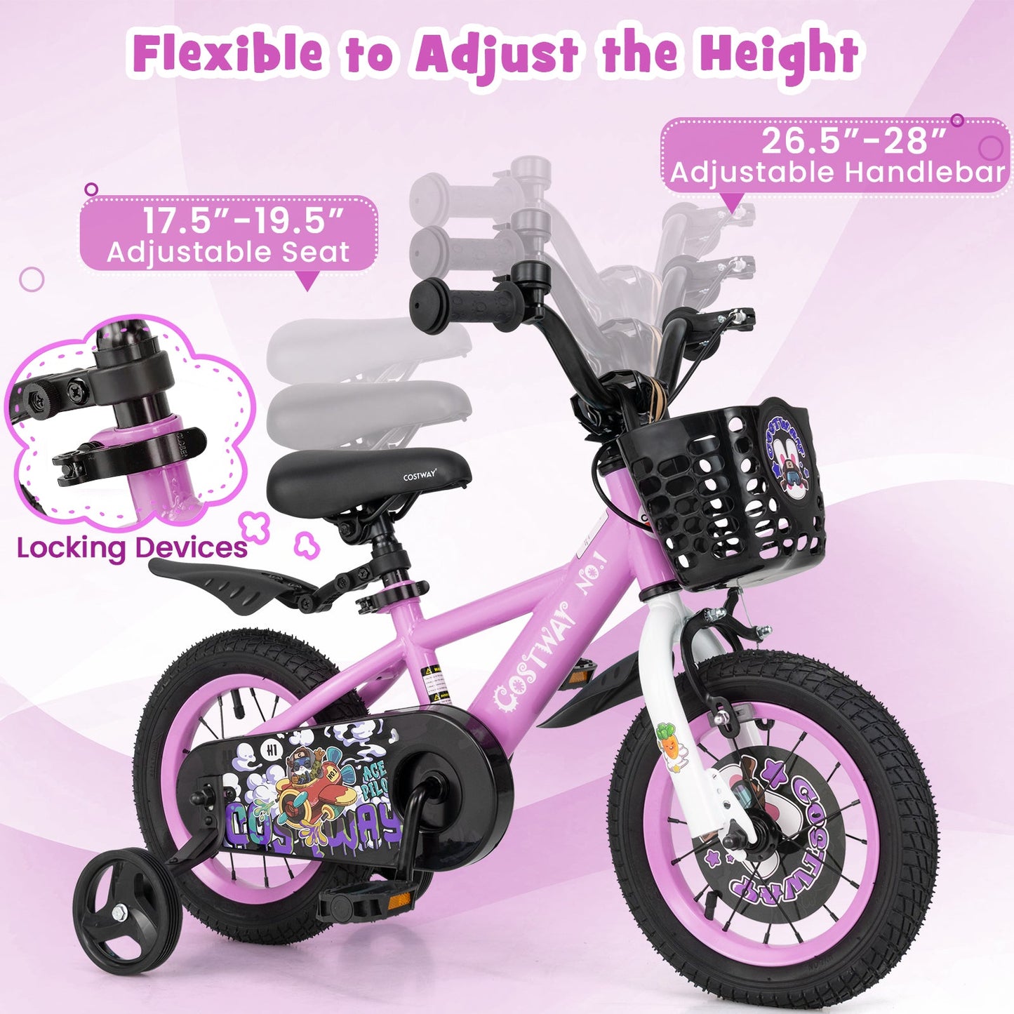 Bicicleta para Niños de 12 Pulgadas para Niños de 3 a 4 Años con Características Ajustables