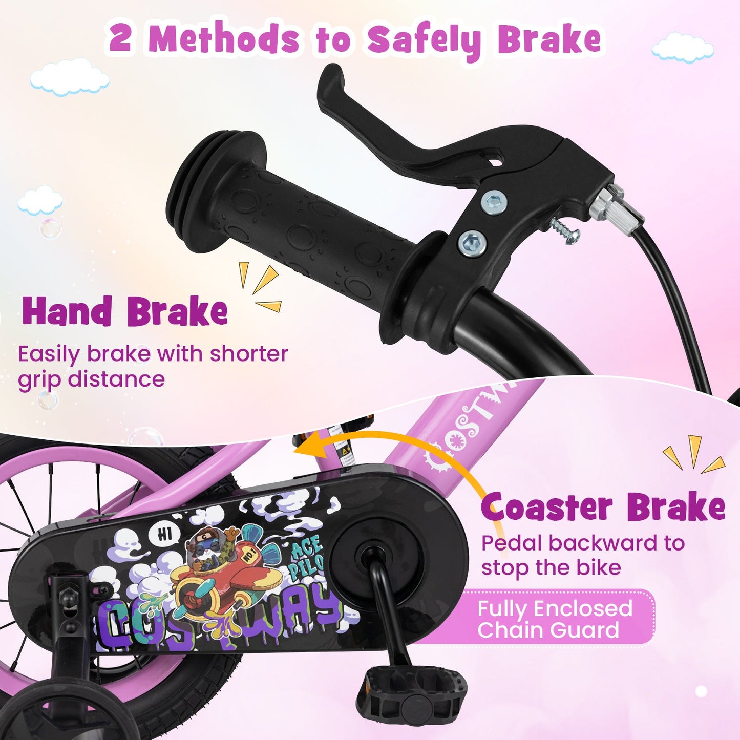 Bicicleta para Niños de 12 Pulgadas para Niños de 3 a 4 Años con Características Ajustables