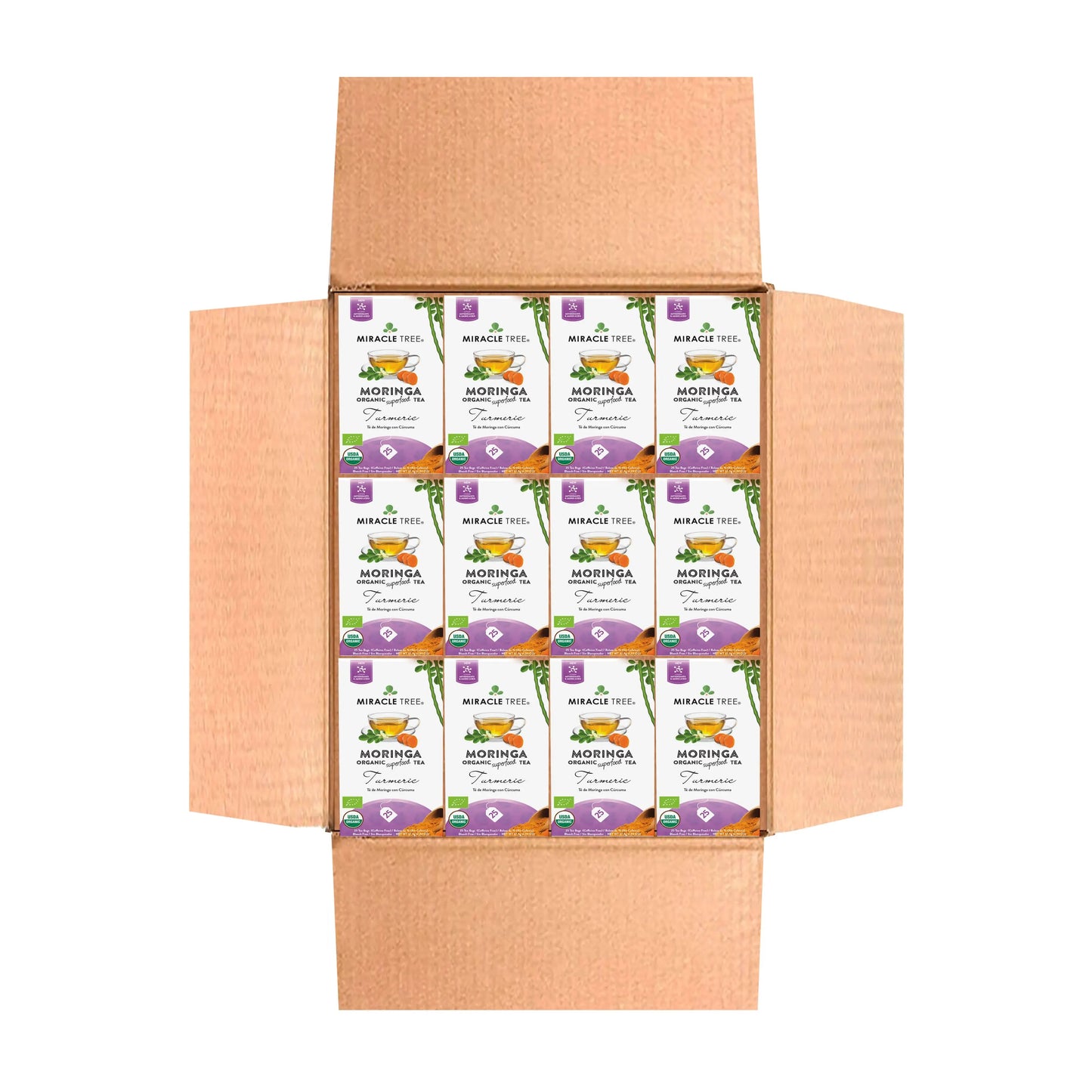 Thé biologique de Moringa et Curcuma - 25 sachets de thé emballés