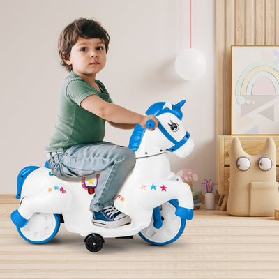 Jouet à chevaucher licorne 12V avec roues d'entraînement - Marine