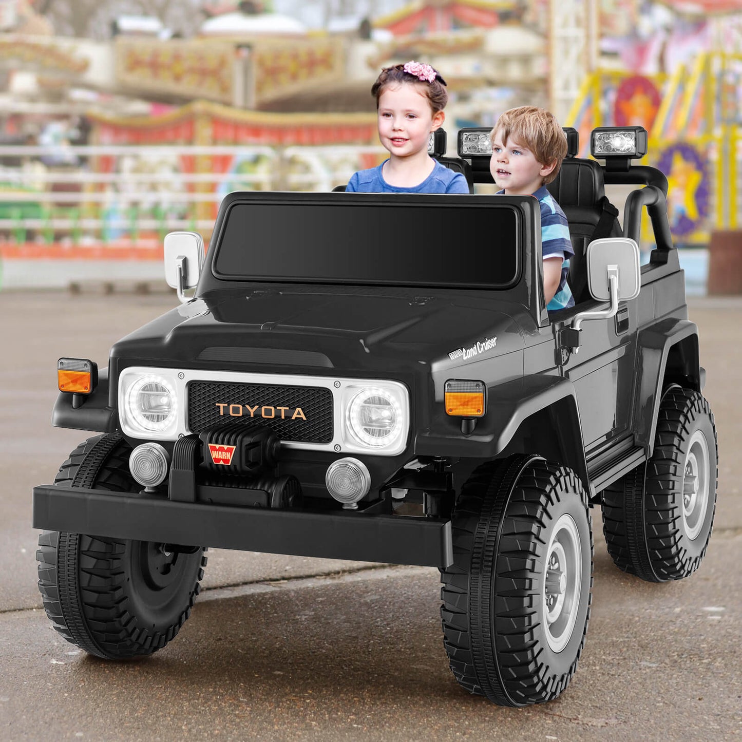 Coche Eléctrico Licenciado para Niños Toyota FJ40 de 12V con 2 Asientos - Negro