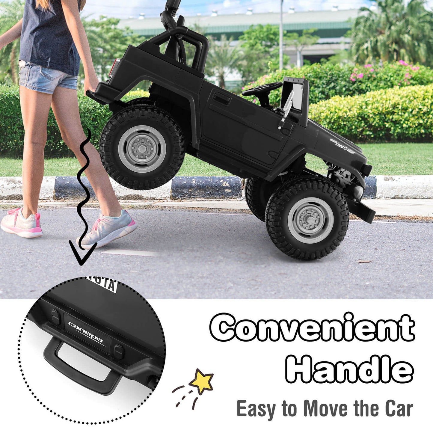 Coche Eléctrico Licenciado para Niños Toyota FJ40 de 12V con 2 Asientos - Negro