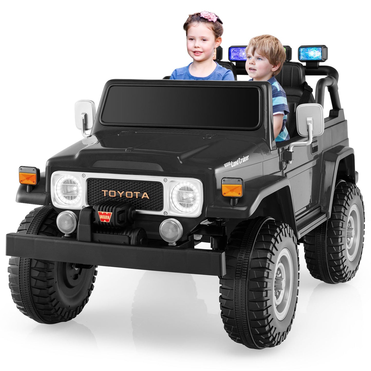 Coche Eléctrico Licenciado para Niños Toyota FJ40 de 12V con 2 Asientos - Negro