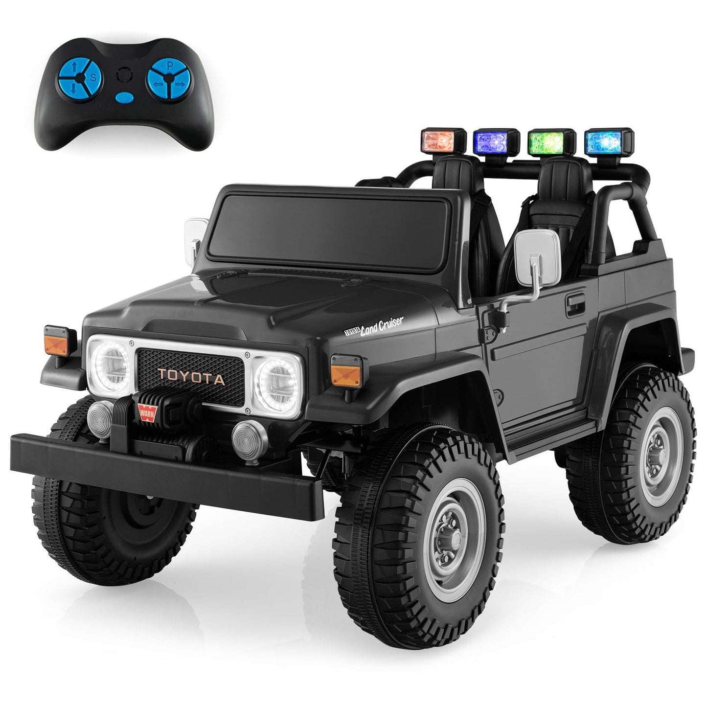 Coche Eléctrico Licenciado para Niños Toyota FJ40 de 12V con 2 Asientos - Negro