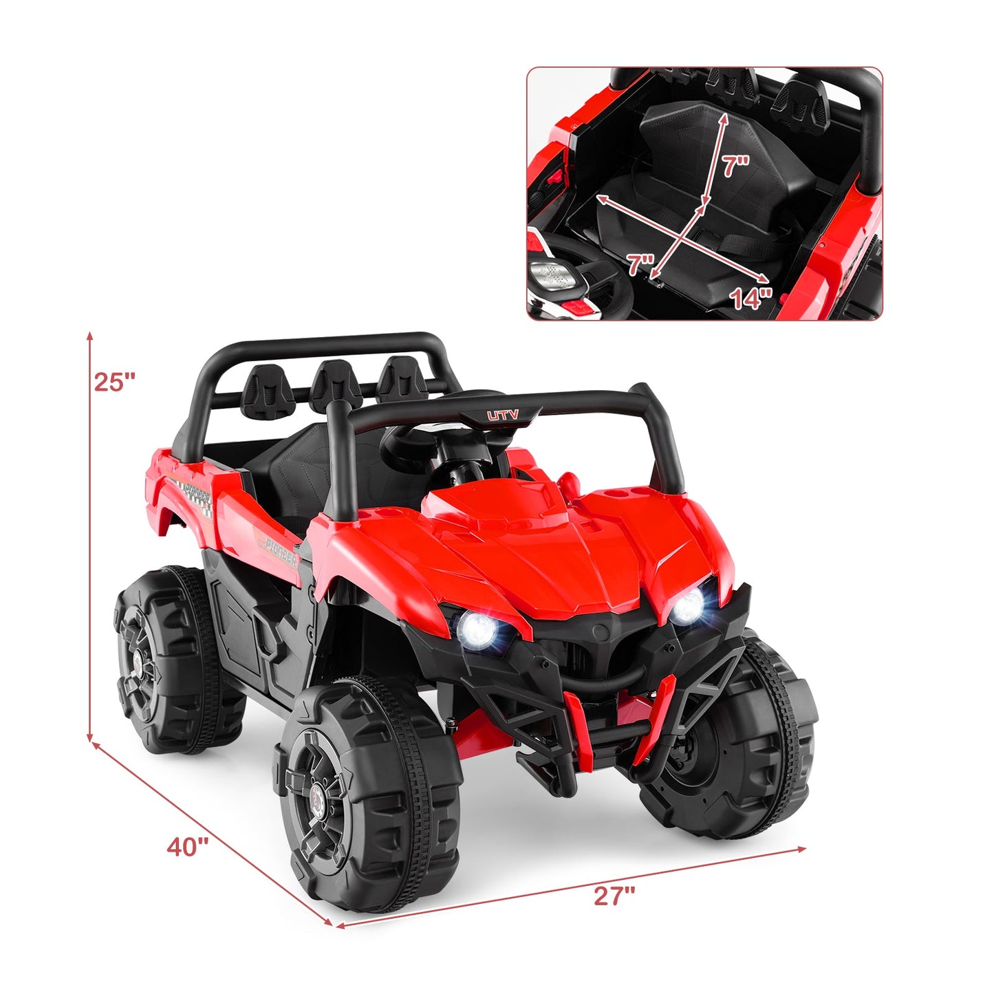Vehículo Eléctrico Alimentado por Batería de 12V con Control Remoto - Rojo