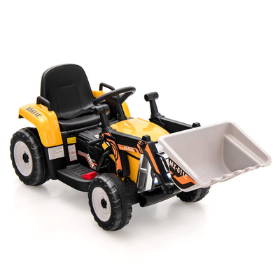 12V Battery Powered Kids Ride-On Excavator - Yellow