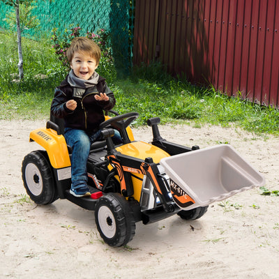 12V Battery Powered Kids Ride-On Excavator - Yellow