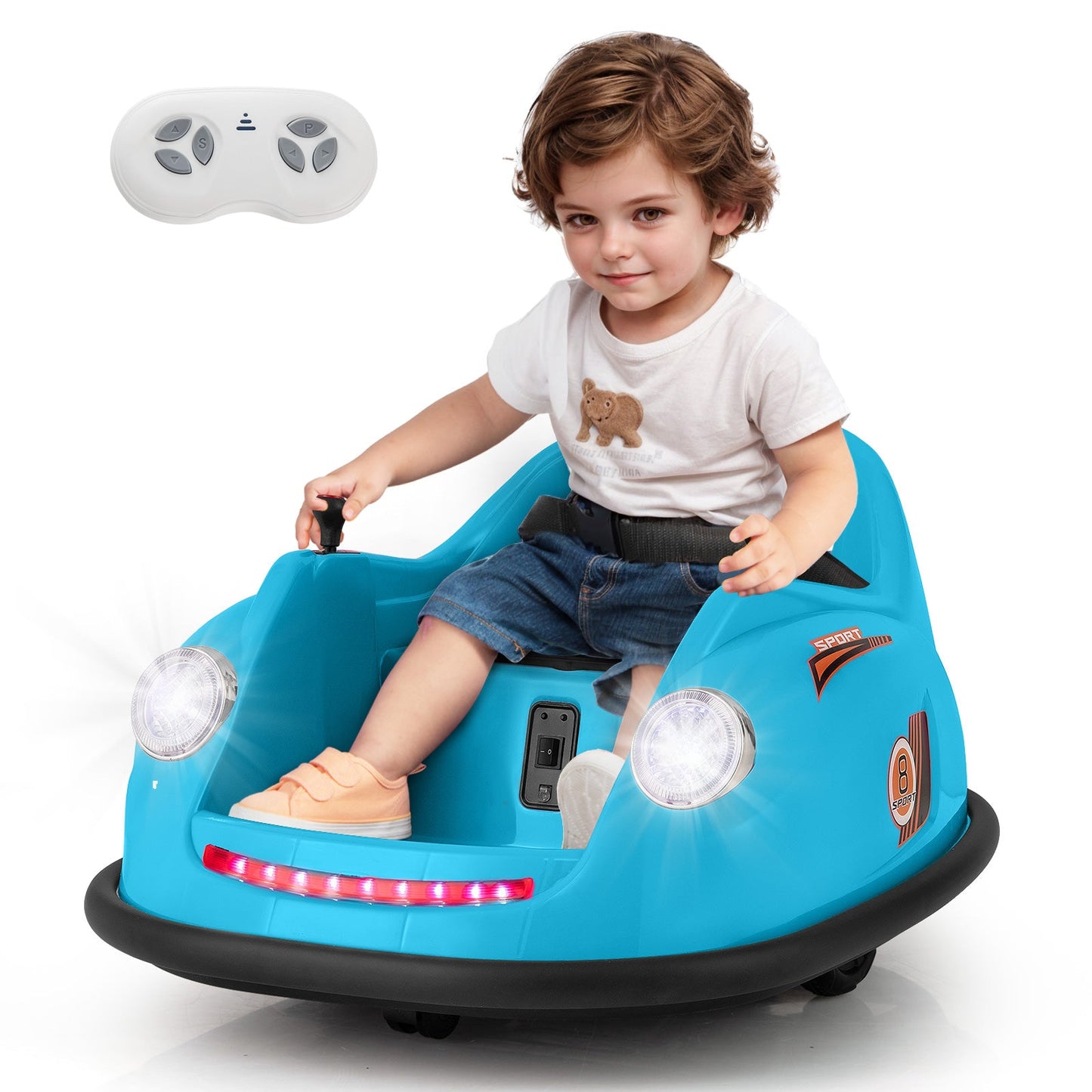 12V Electric Kids Ride-On Bumper Car - Blue
