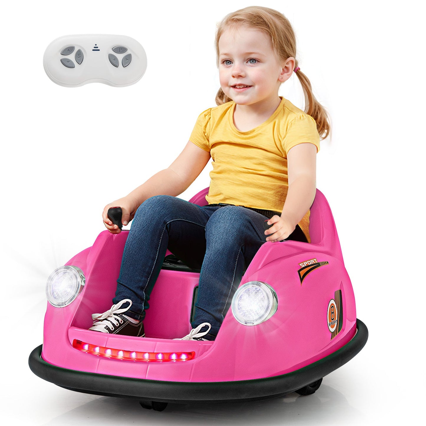 Voiture à bumper électrique pour enfants 12V - Rose