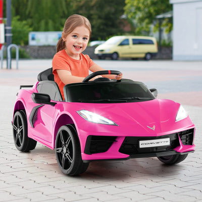 12V Electric Kids Ride On Car - Licensed Chevrolet Corvette C8 - Pink