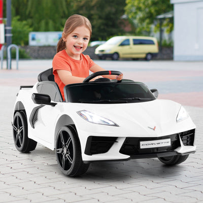 12V Electric Kids Ride On Chevrolet Corvette C8 - White