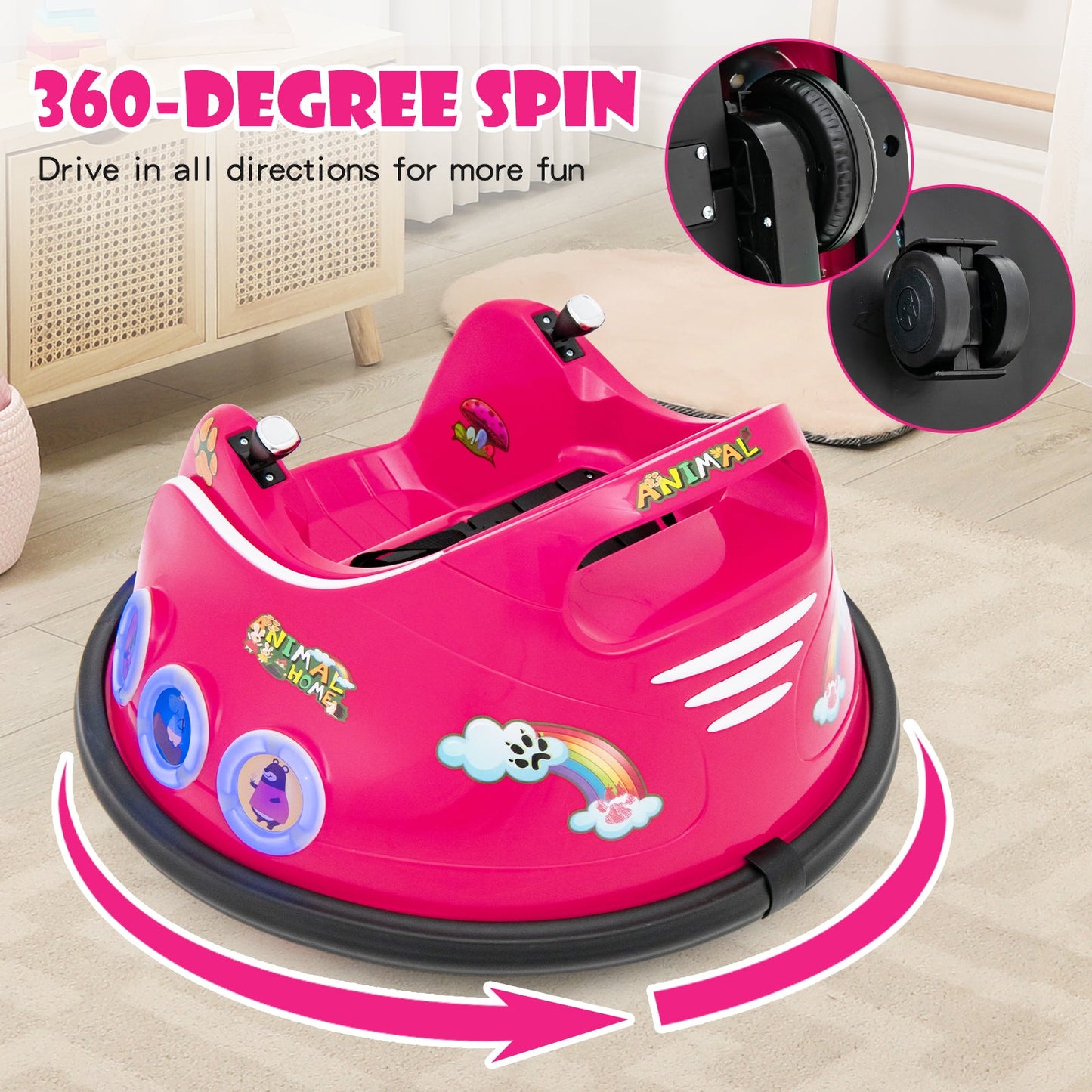 Coche Eléctrico de 12V con Control Remoto - Rosa