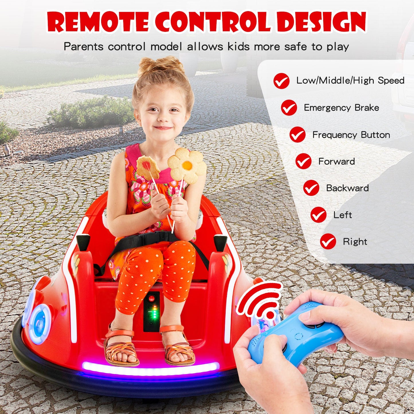 Voiture électrique 12V avec télécommande - Rouge