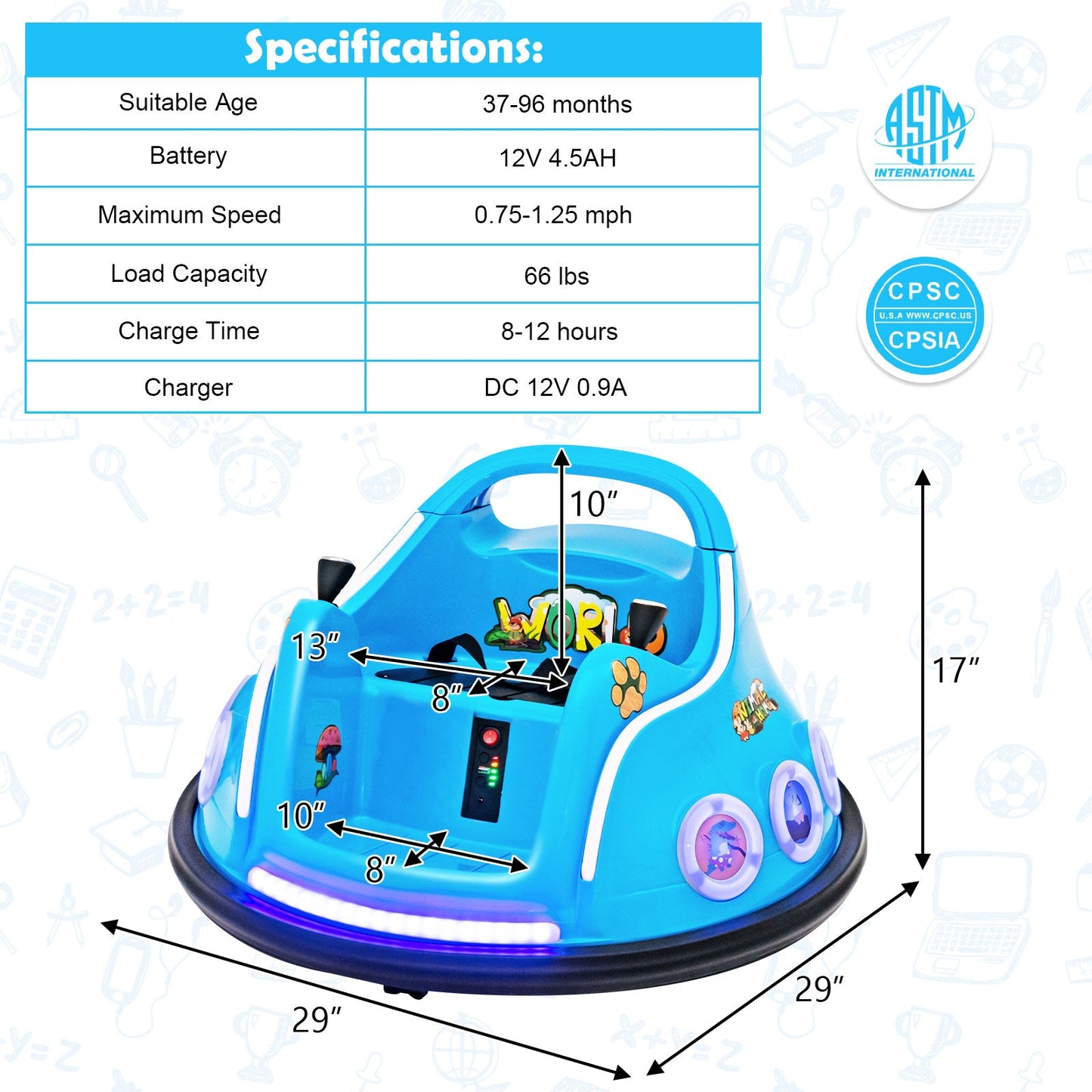 12V Electric Ride On Car with Remote Control - Navy