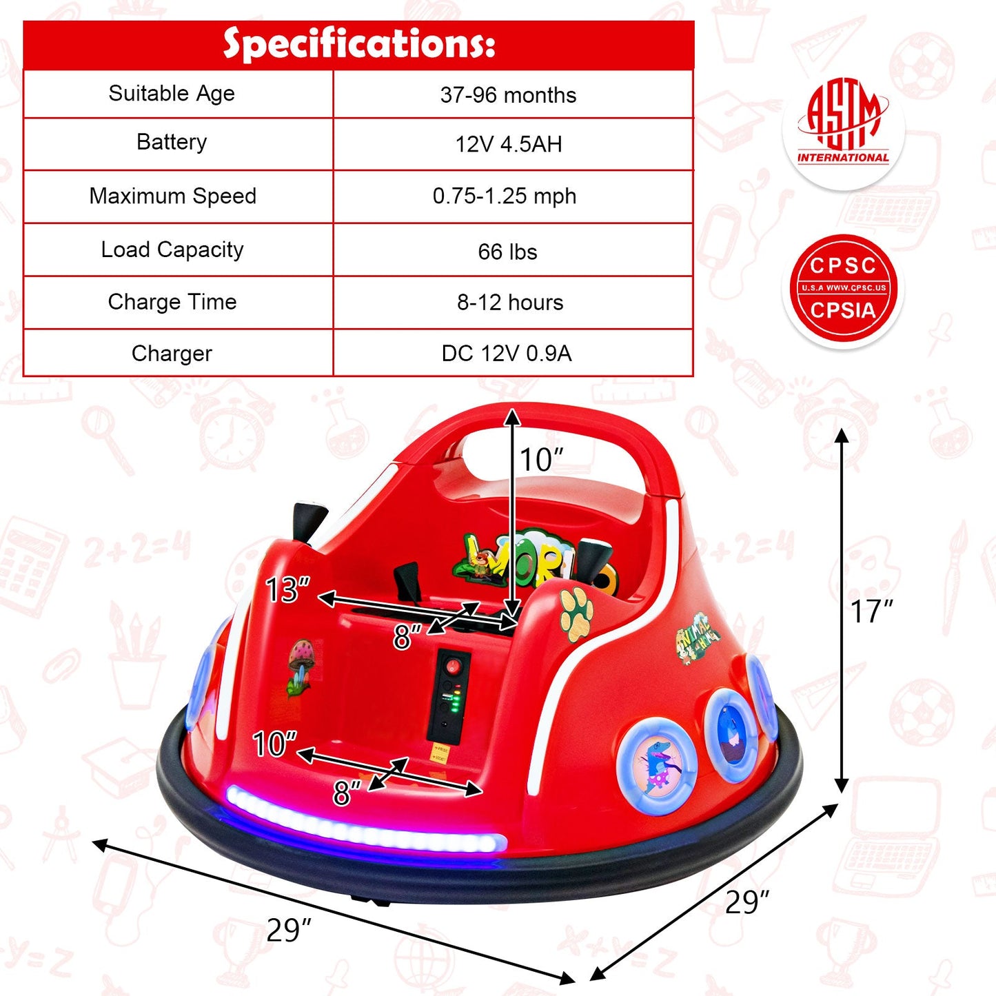 Voiture électrique 12V avec télécommande - Rouge