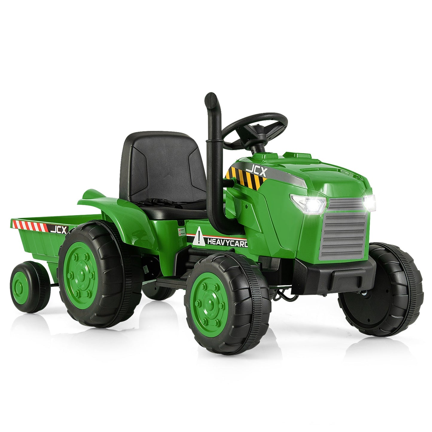 Tractor Infantil Eléctrico de 12V con Remolque y Control Remoto - Verde