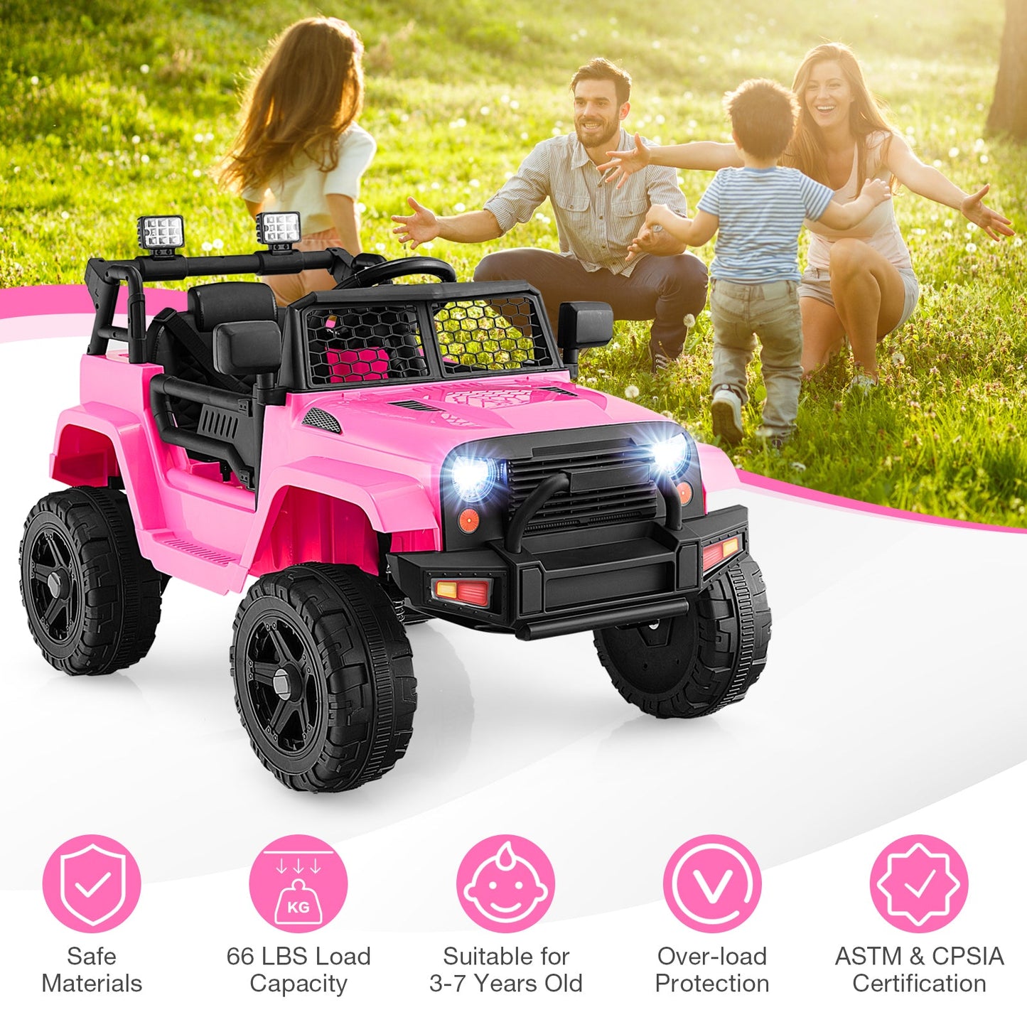 Camion pour enfants 12V avec télécommande - Rose