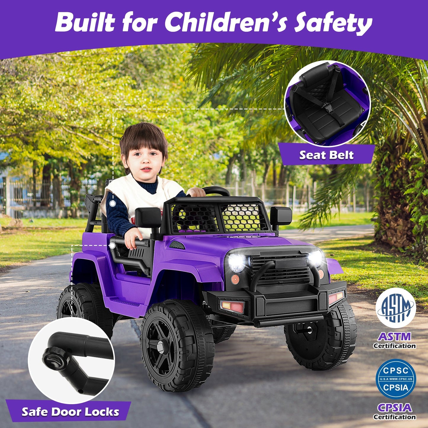 Camión para Niños de 12V con Control Remoto - Púrpura