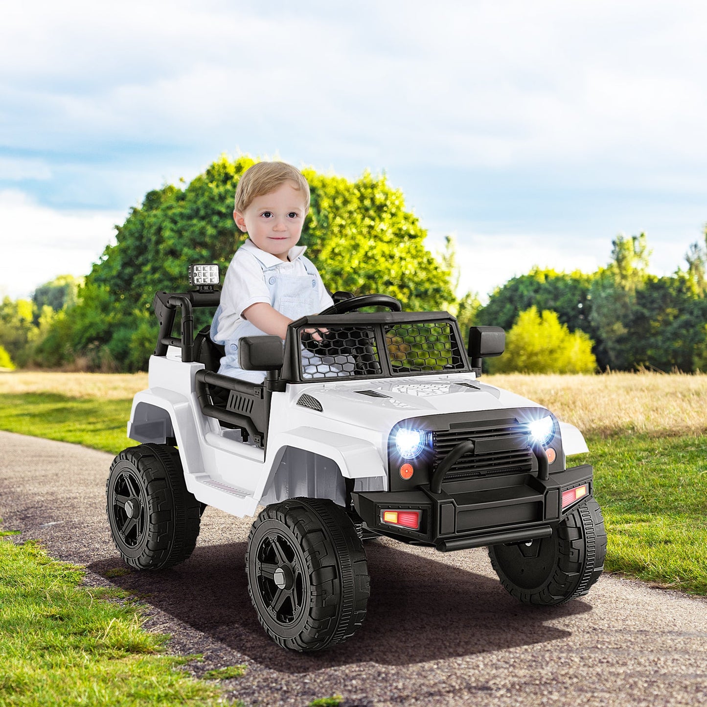 Camion pour enfants 12V avec télécommande - Blanc