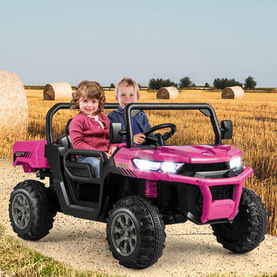 Camion-benne électrique pour enfants 2 places - Rose