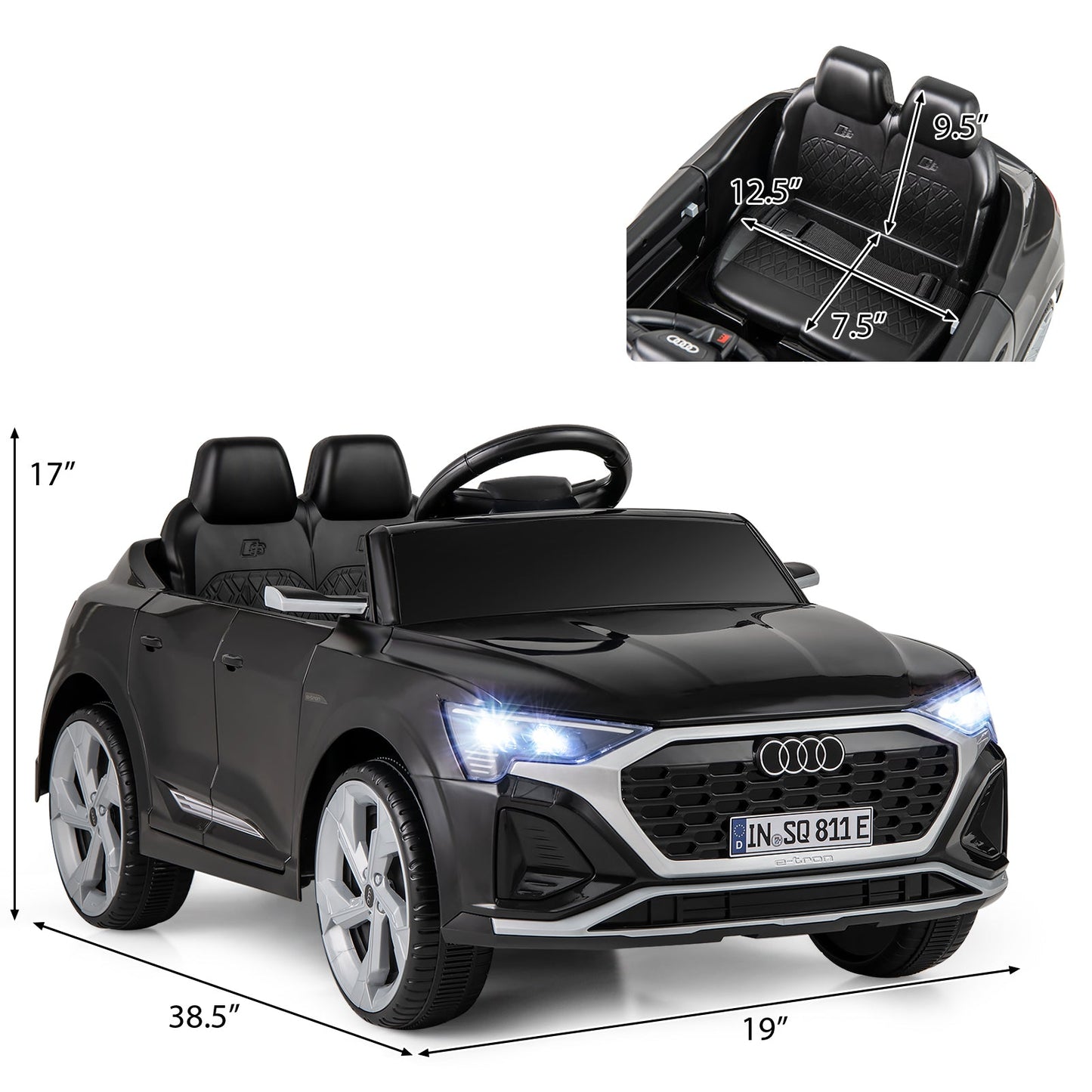 12V Kids Ride-On Car Licensed Audi SQ8 - Black
