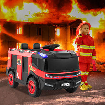 Camion de pompier électrique 12V pour enfants avec télécommande et pistolet à eau