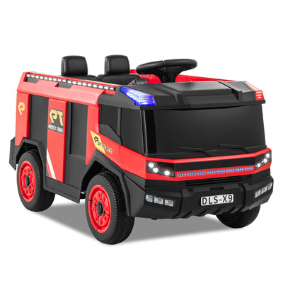 Camion de pompier électrique 12V pour enfants avec télécommande et pistolet à eau