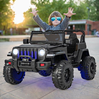 Voiture Jeep électrique pour enfants 12V avec télécommande - Noir solide