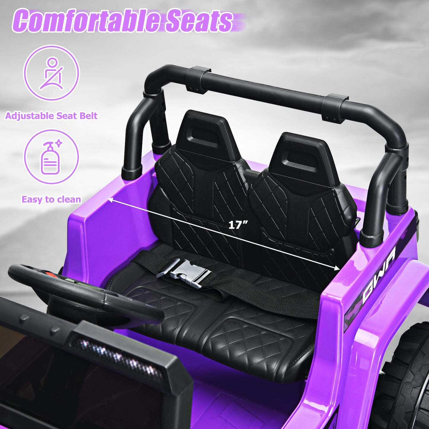 12V Kids Ride-on Jeep Car with Remote Control - Purple