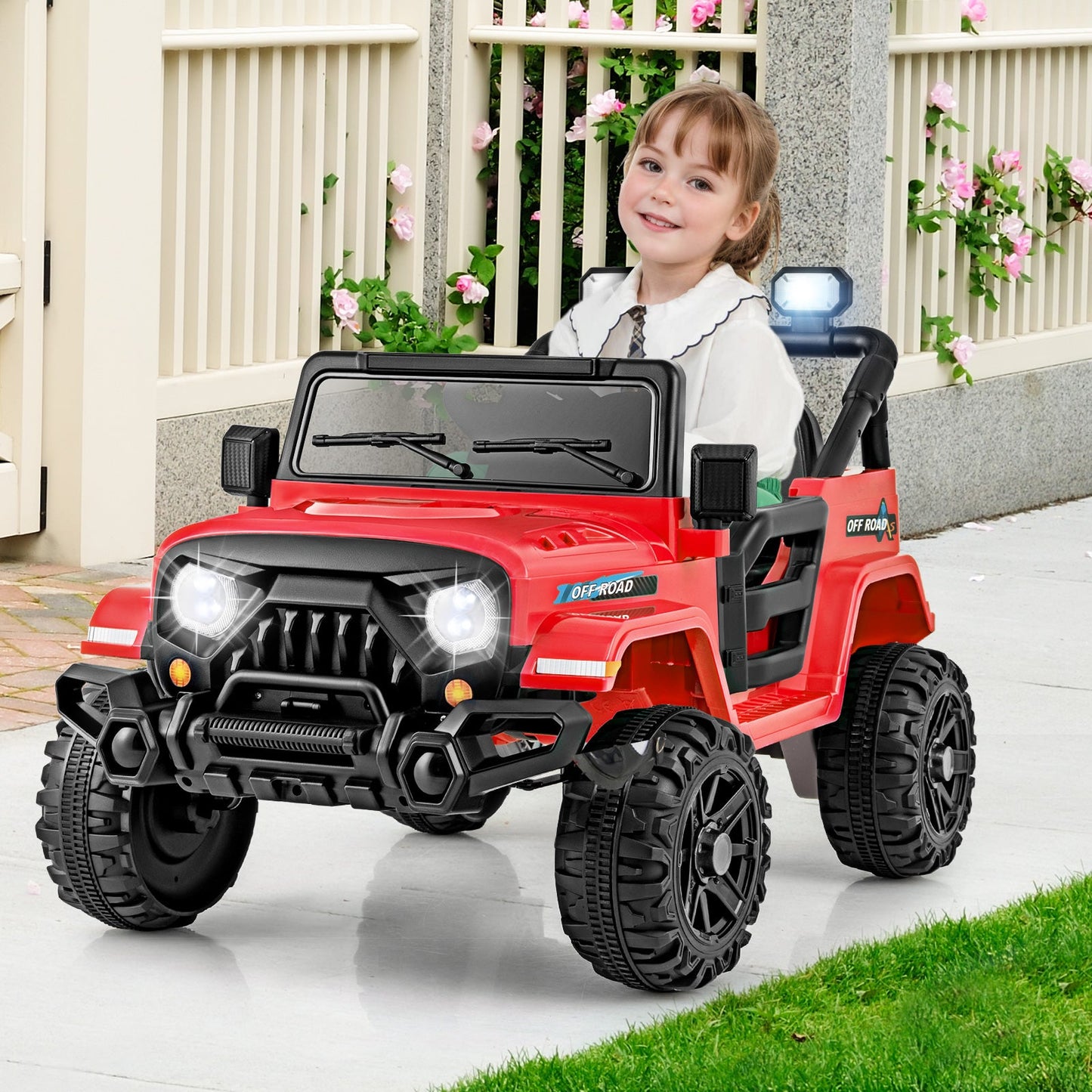 Camion Gbruno 12V pour enfants avec télécommande - Rouge