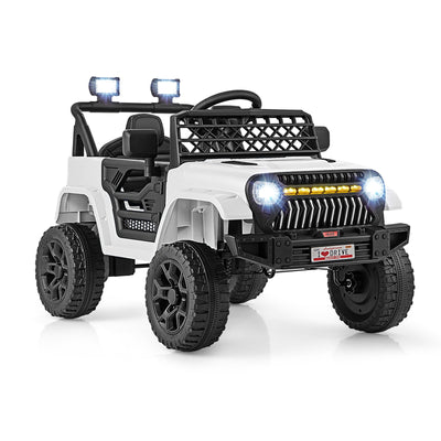 Camion pour enfants 12V avec télécommande et musique - Blanc