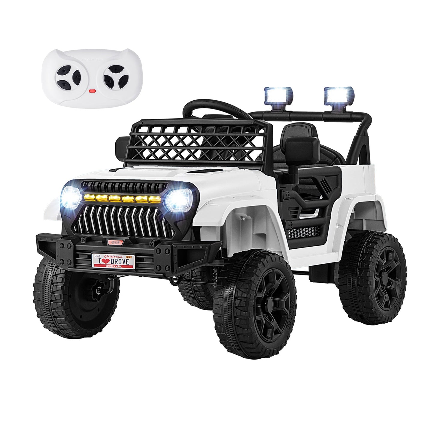 Camión para Niños de 12V con Control Remoto y Música - Blanco