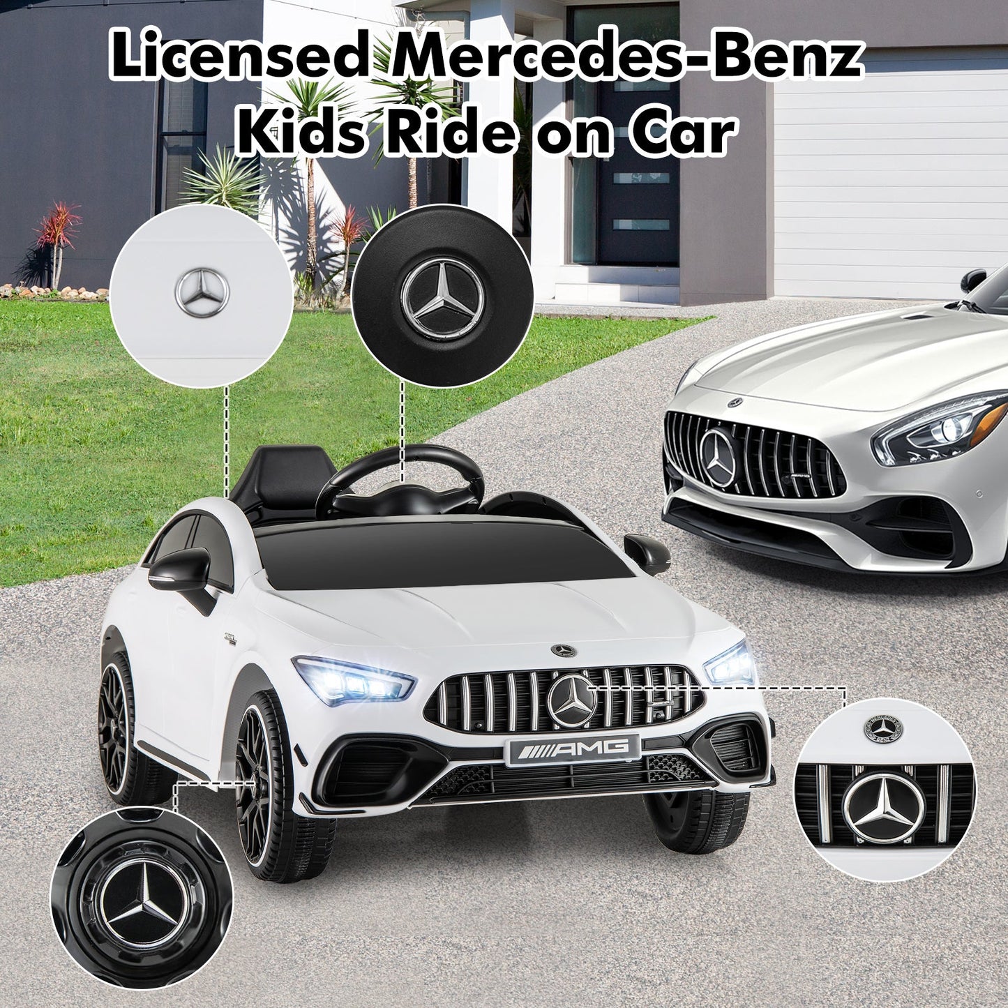 12V Kids Ride on Car Mercedes-Benz AMG CLA 45 - White