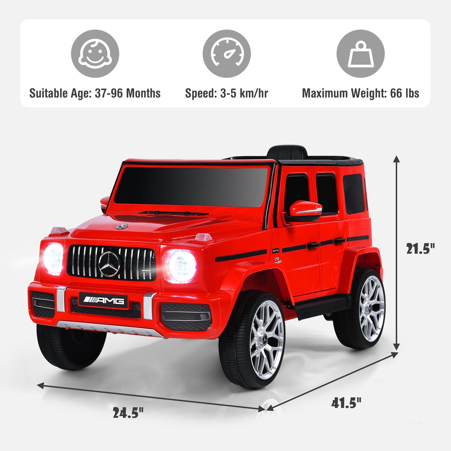 Voiture électrique pour enfants 12V Mercedes-Benz G63 - Rouge
