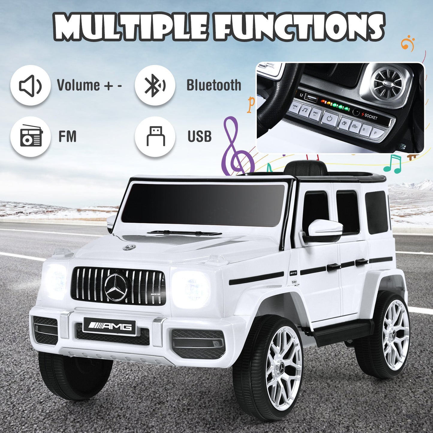 12V Mercedes-Benz G63 Kids Ride On Car - White
