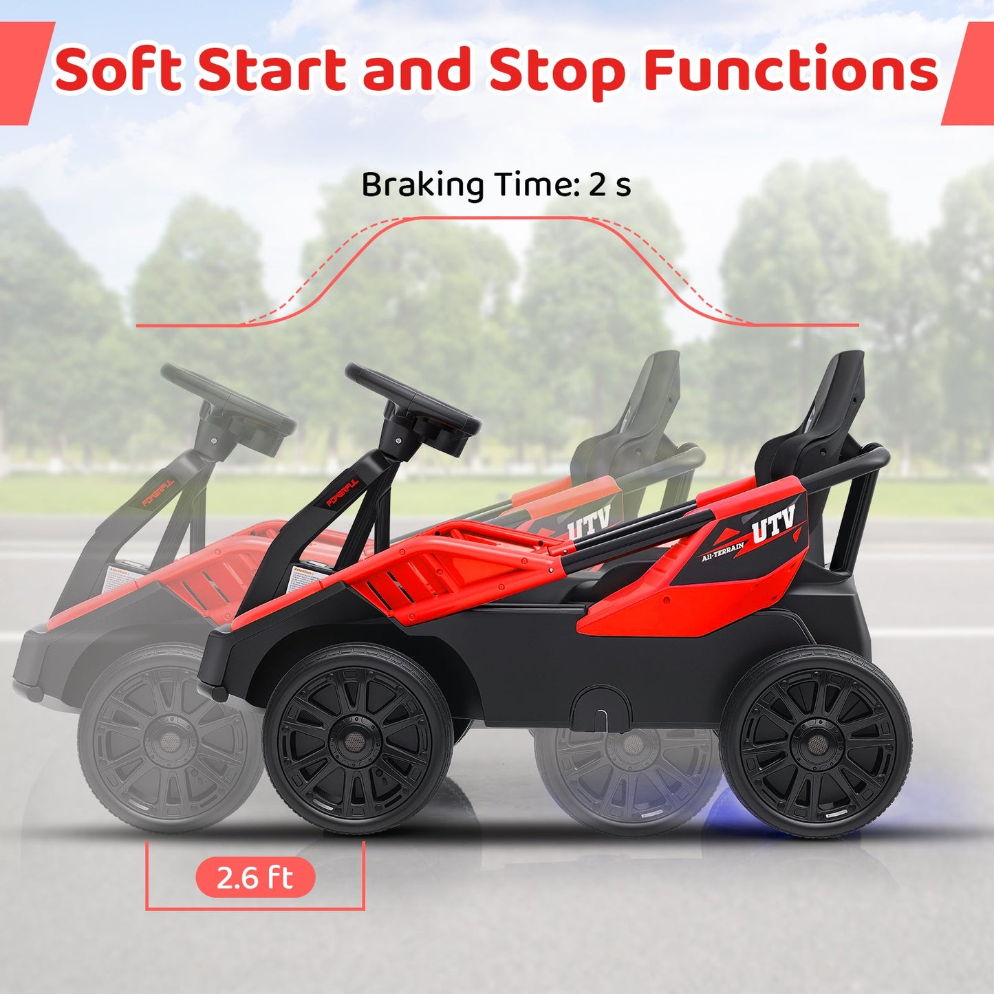 Gbruno UTV eléctrico de 12V para niños grandes - Rojo