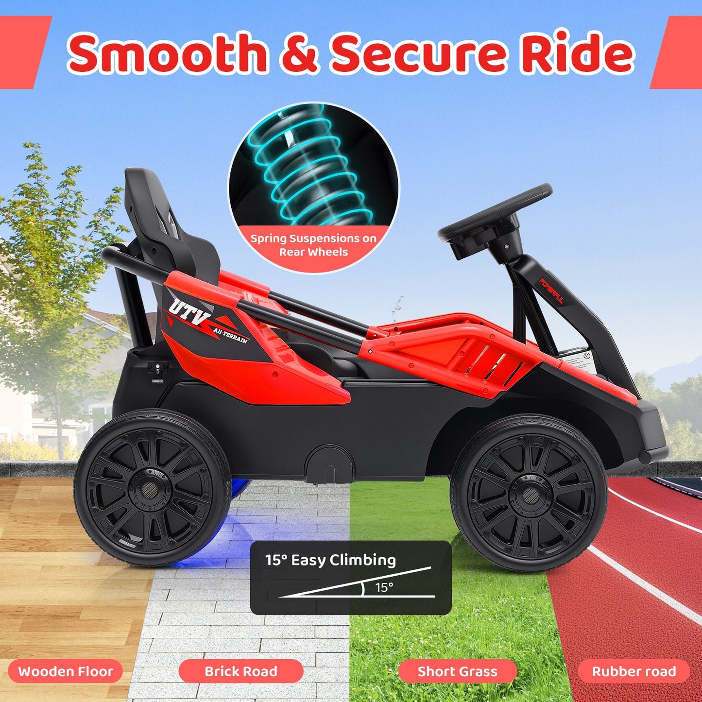 Gbruno UTV eléctrico de 12V para niños grandes - Rojo