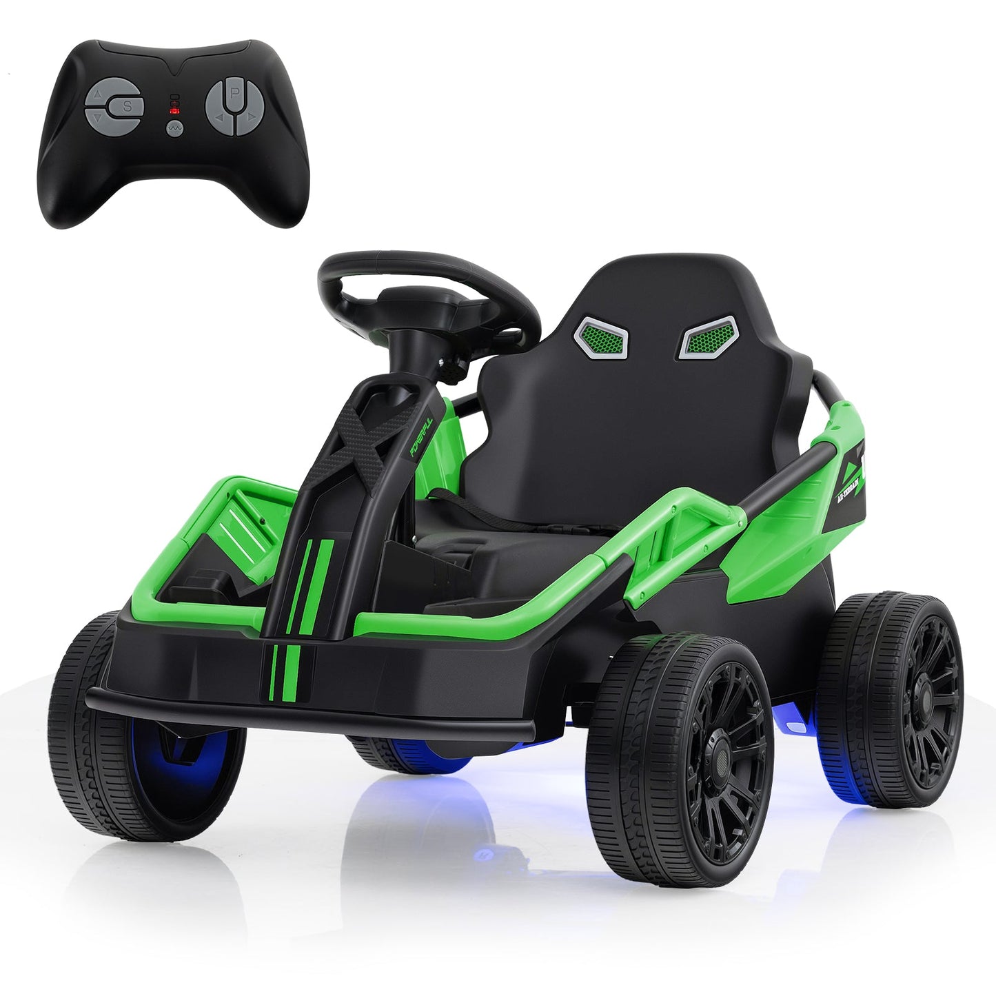 Voiture électrique UTV 12V pour grands enfants - Vert