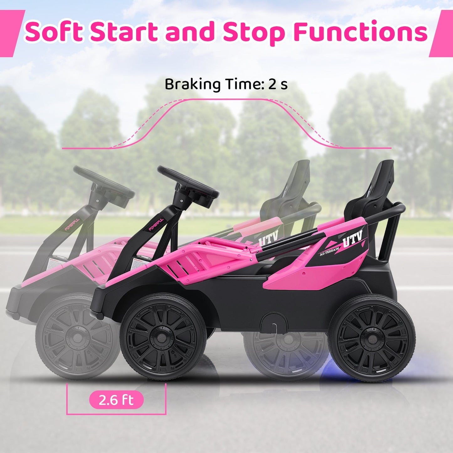12V Electric UTV Ride-On Car for Kids - Pink