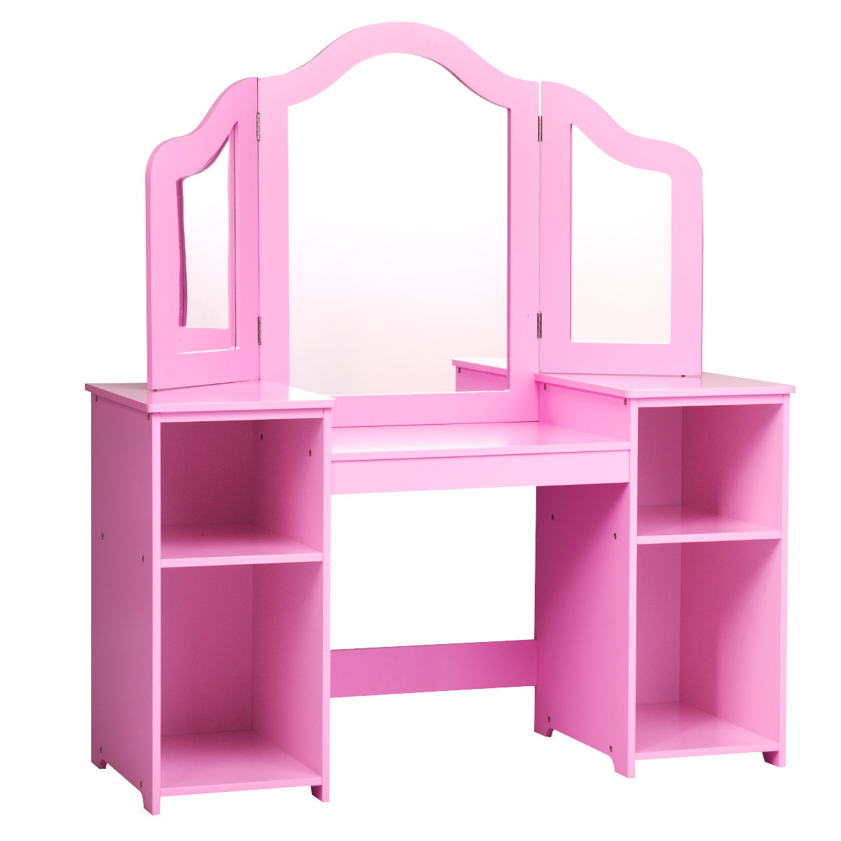 Kids Tri Folding Mirror Makeup Vanity Table Set - Pink