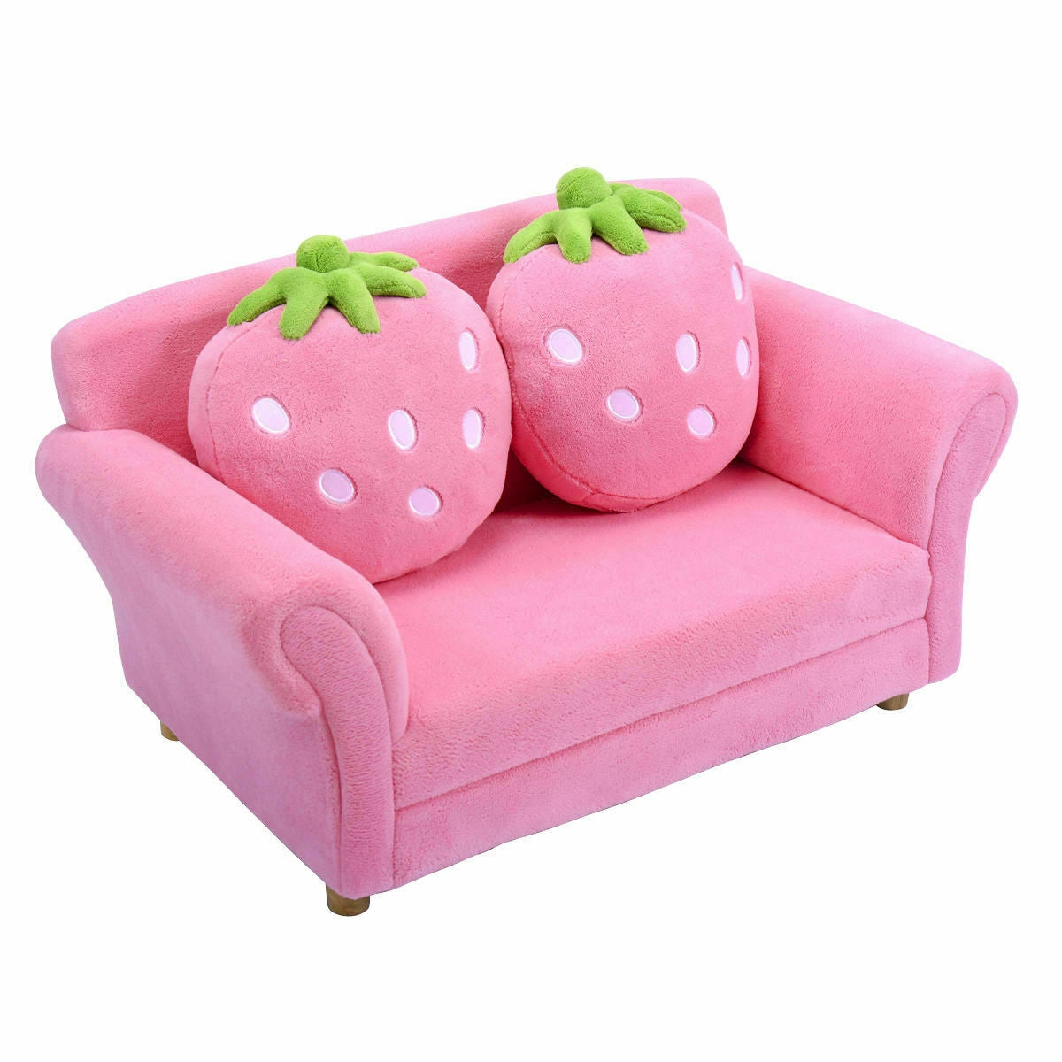 Kids Strawberry Armrest Chair Sofa with 2 Cute Pillows - Pink