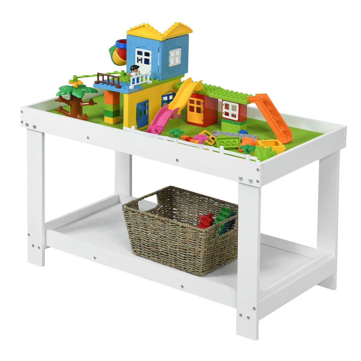 Mesa de Actividades Multifuncional de Madera Sólida para Niños - Blanca